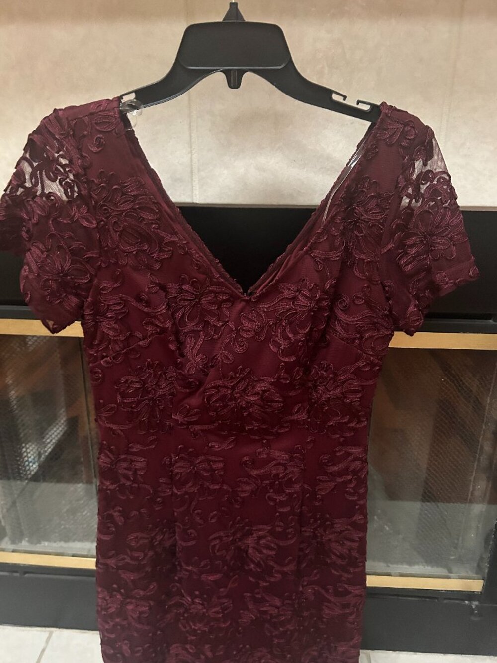 JS Collections Burgundy Embroidered Soutache Dress size 4 NWT